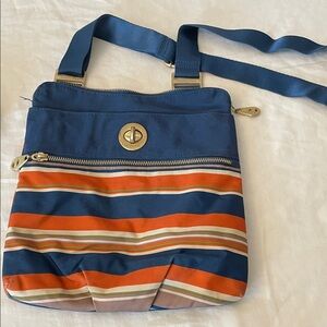 Baggallini Striped Blue and Orange Crossbody Bag